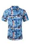 Tom Baine Patterned Slim Fit Performance Golf Polo In Sky