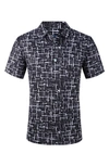 Tom Baine Patterned Slim Fit Performance Golf Polo In Black