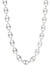Meshmerise 18k White Gold Plate Puffed Mariner Chain Necklace In 18kt White Plated Brass