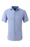 TOM BAINE TOM BAINE SLIM FIT SHORT SLEEVE PERFORMANCE STRETCH BUTTON-UP SHIRT