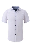 Tom Baine Slim Fit Short Sleeve Performance Stretch Button-up Shirt In White