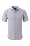 Tom Baine Slim Fit Performance Short Sleeve Geometric Button Down In White