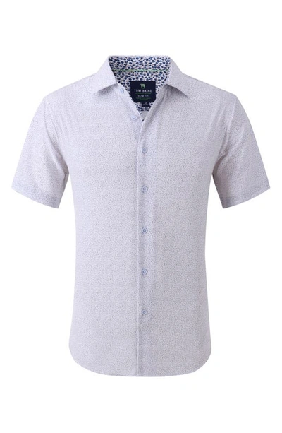 Tom Baine Slim Fit Performance Short Sleeve Geometric Button Down In White