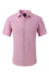 Tom Baine Men's Slim Fit Short Sleeve Performance Button Down Dress Shirt In Pink