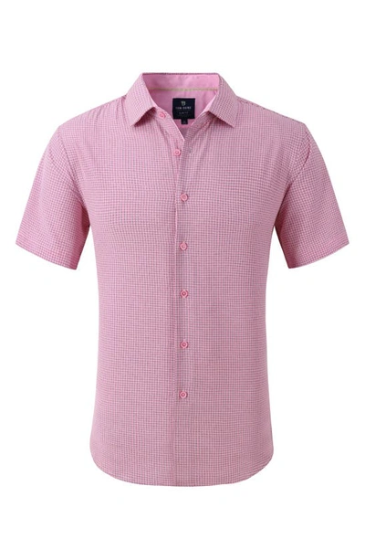 Tom Baine Men's Slim Fit Short Sleeve Performance Button Down Dress Shirt In Pink