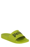 Palm Angels Pool Logo Rubber Slide Sandals In Green Green
