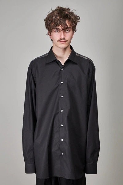 Raf Simons Classic Shirt With Net Insert, Black Dark Grey