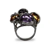 GUCCI WHITE GOLD PLATED CITRINE AND AMETHYST COCKTAIL RING