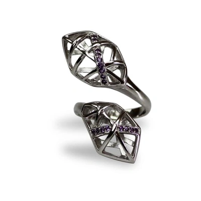Gucci White Gold Plated Amethyst Helical Ring