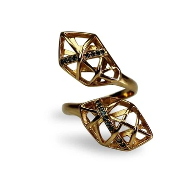 Gucci Gold Plated Blue Topaz Helical Ring