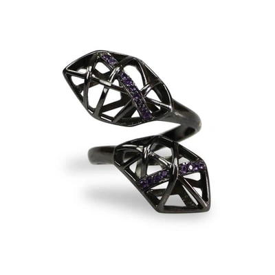 Gucci Rhodium Plated Amethyst Helical Ring