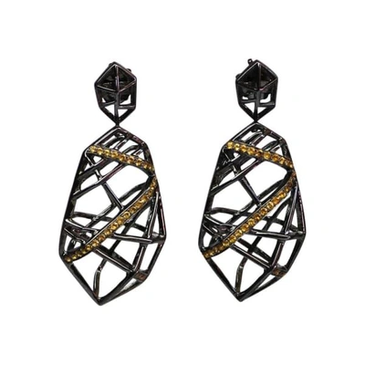 Gucci Rhodium Plated Citrine Crossover Earrings