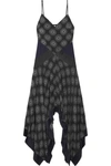 DIANE VON FURSTENBERG SILK SATIN-PANELED PRINTED CREPE MIDI DRESS