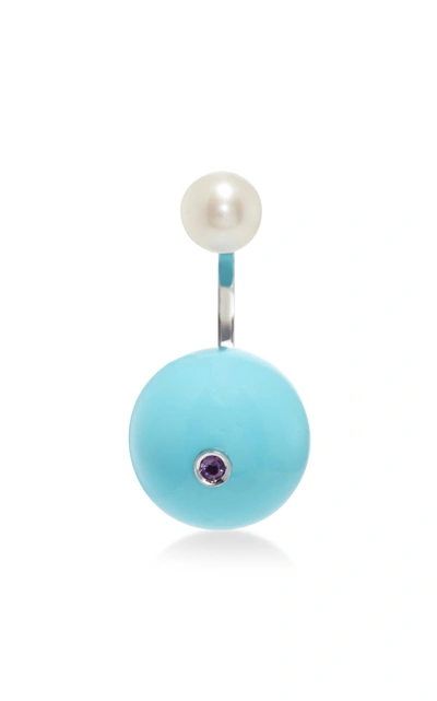 Delfina Delettrez 'stone Edge Piercing' Earring In Blue