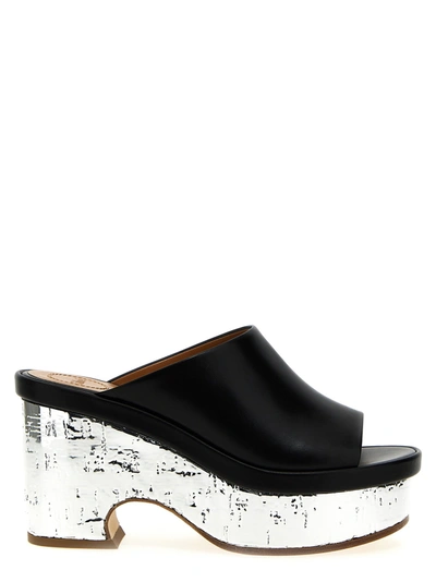 Chloé Mules Compensées Oli Femme Noir Taille 38 100% Peau De Chèvre, Bouchon In Black