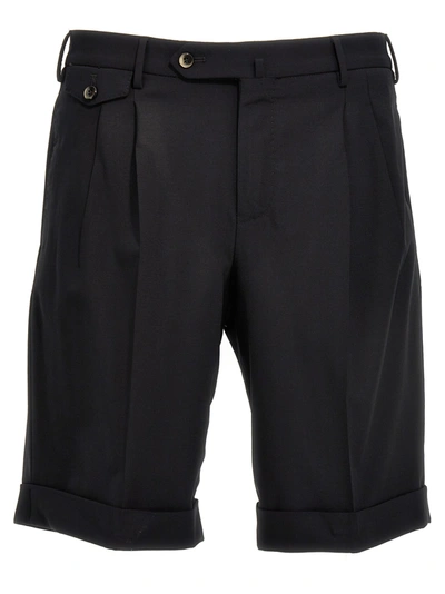 Pt Torino Seersucker Bermuda Shorts In Black