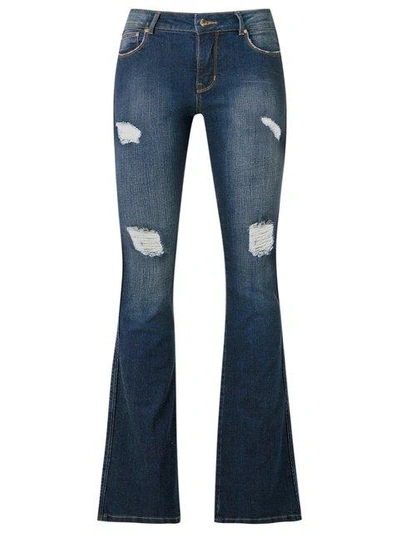 Amapô Distressed Flared Jeans In Blue