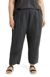 Eileen Fisher Organic Cotton Crop Lantern Pants In Graphite