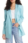 Open Edit Oversize Linen Blend Blazer In Teal Shore