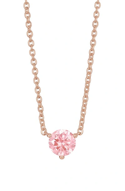 Lightbox 1 Carat Lab Created Diamond Solitaire Necklace In Pink/ 14k Rose Gold