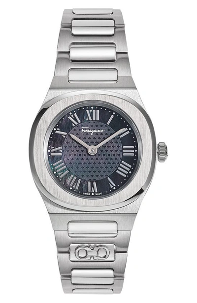 Ferragamo Women's Swiss Elliptical Stainless Steel Bracelet Watch 28mm In Silver