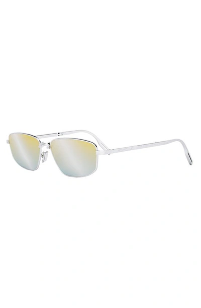 Dior 90 57mm Folding Mirrored Aviator Sunglasses In Shiny Palladium / Blu Mirror