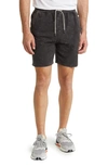 Stone Rose Acid Wash Fleece Sweat Shorts In Black