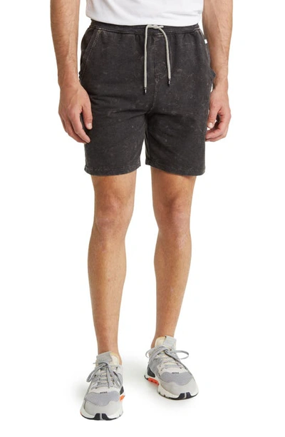 Stone Rose Acid Wash Fleece Sweat Shorts In Black