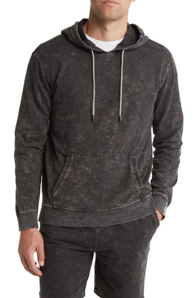 Stone Rose Acid Wash Fleece Pullover Hoodie In Black