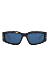 Dior Signature S9u Acetate Rectangle Sunglasses In Dark Havana / Blue