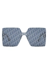 Dior 'club M5u Rectangular Shield Sunglasses In Shiny Palladium / Smoke Mirror