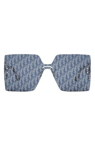 Dior 'club M5u Rectangular Shield Sunglasses In Shiny Palladium / Smoke Mirror