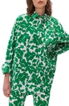Diane Von Furstenberg Caleb Oversize Button-up Shirt In Flora Nocturna Green