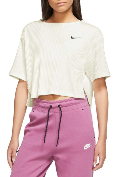 Nike Women's  Sportswear Ribbed Jersey Short-sleeve Top In Sail/ Black