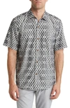 Tommy Bahama Mojito Bay Shibori Shores Short Sleeve Button-up Shirt In Washed Black