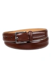 Cole Haan Fes Stitch Leather Belt In Tan