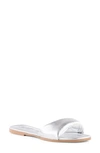 Seychelles Breath Of Fresh Air Womens Criss-cross Faux Leather Slide Sandals In Silver