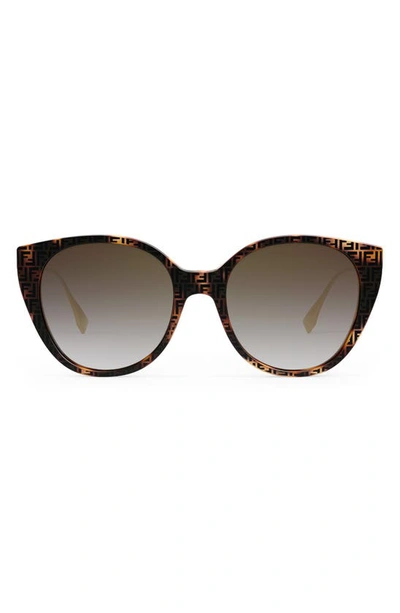 Fendi Baguette 54mm Round Sunglasses In Havana / Gradient Brown