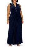 ADRIANNA PAPELL TUXEDO MATTE JERSEY GOWN