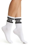 Ugg Dierson Striped Logo Socks In White / Black