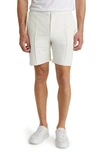 Stone Rose French Terry Flat Front Shorts In Off White
