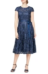 ALEX EVENINGS EMBROIDERED TULLE COCKTAIL DRESS