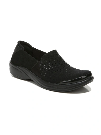 Bzees Poppyseed Womens Slip On Comfort Casual And Fashion Sneakers In Black Rhinestone Fabric