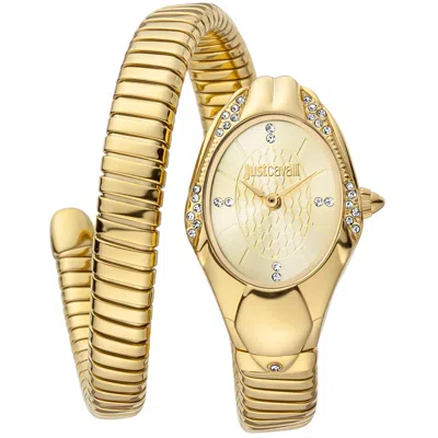Just Cavalli Women's Glam Chic Snake Gold Dial Watch In Beige