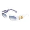 Dolce & Gabbana Interlocking Dg Logo Rectangle Acetate Sunglasses In White