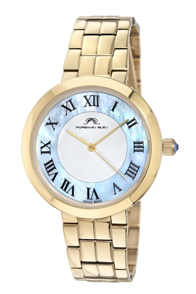 Porsamo Bleu Helena Women's Baby Blue And Goldtone Bracelet Watch, 1072bhes In Gold Tone / White / Yellow