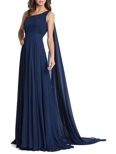 Ieena For Mac Duggal Womens One Shoulder Maxi Evening Dress In Blue