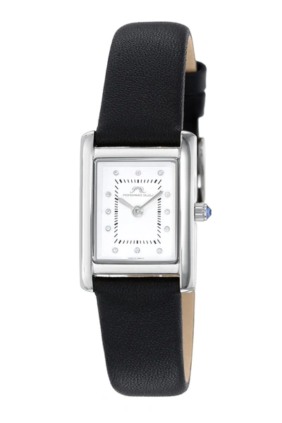 Porsamo Bleu Women's Karolina Diamond Genuine Leather Band Watch 1081akal In Black