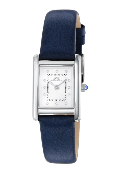 Porsamo Bleu Women's Karolina Diamond Genuine Leather Band Watch 1081bkal In Blue