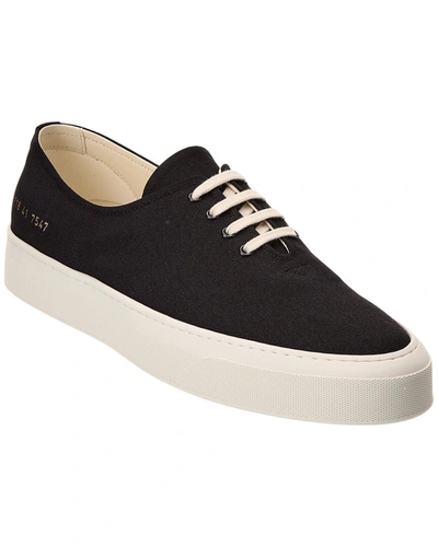 Common Projects Four Hole Canvas Sneaker In Black